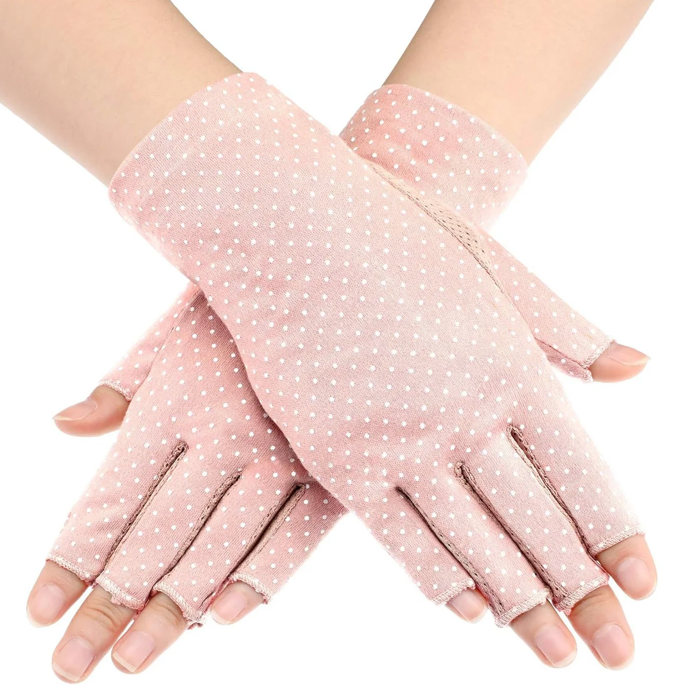 Women Sunscreen Fingerless Gloves UV Protection Half Finger Gloves Summer Sunblock Gloves for Driving Riding Fishing Golfing