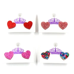 1Pair New product CN Stud earring For women heart Valentine's Day TRENDY Acrylic Jewelry