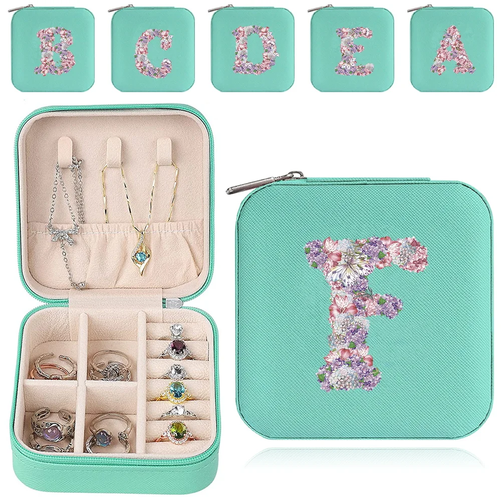 

Jewelry Box Rose Flower Printing Series Portable Travel Minimalist Bracelet Earrings Storage Pack Holder Gift Display Cases