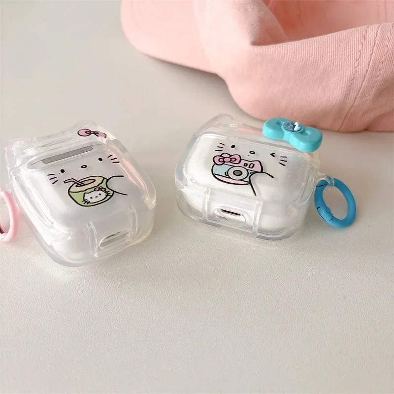 Casing AirPods Pro2 Airpod Pro 1 2 3 Bluetooth, casing penutup pelindung Earphone, kotak pengisian daya, earbud kreatif kartun busur