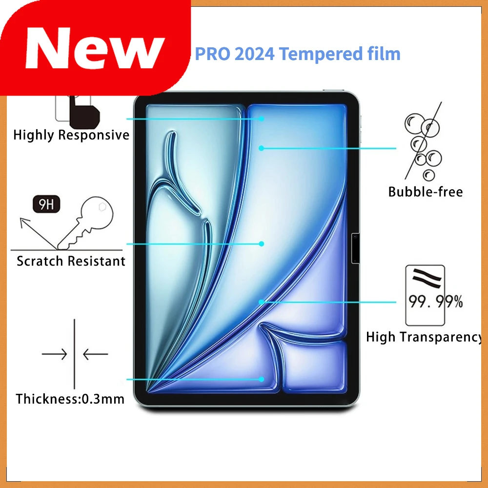 New for Apple IPad AIR 2024 for IPAD PRO 2024 Tempered Glass Film HD Scratch-resistant Explosion-proof Screen Protection Film