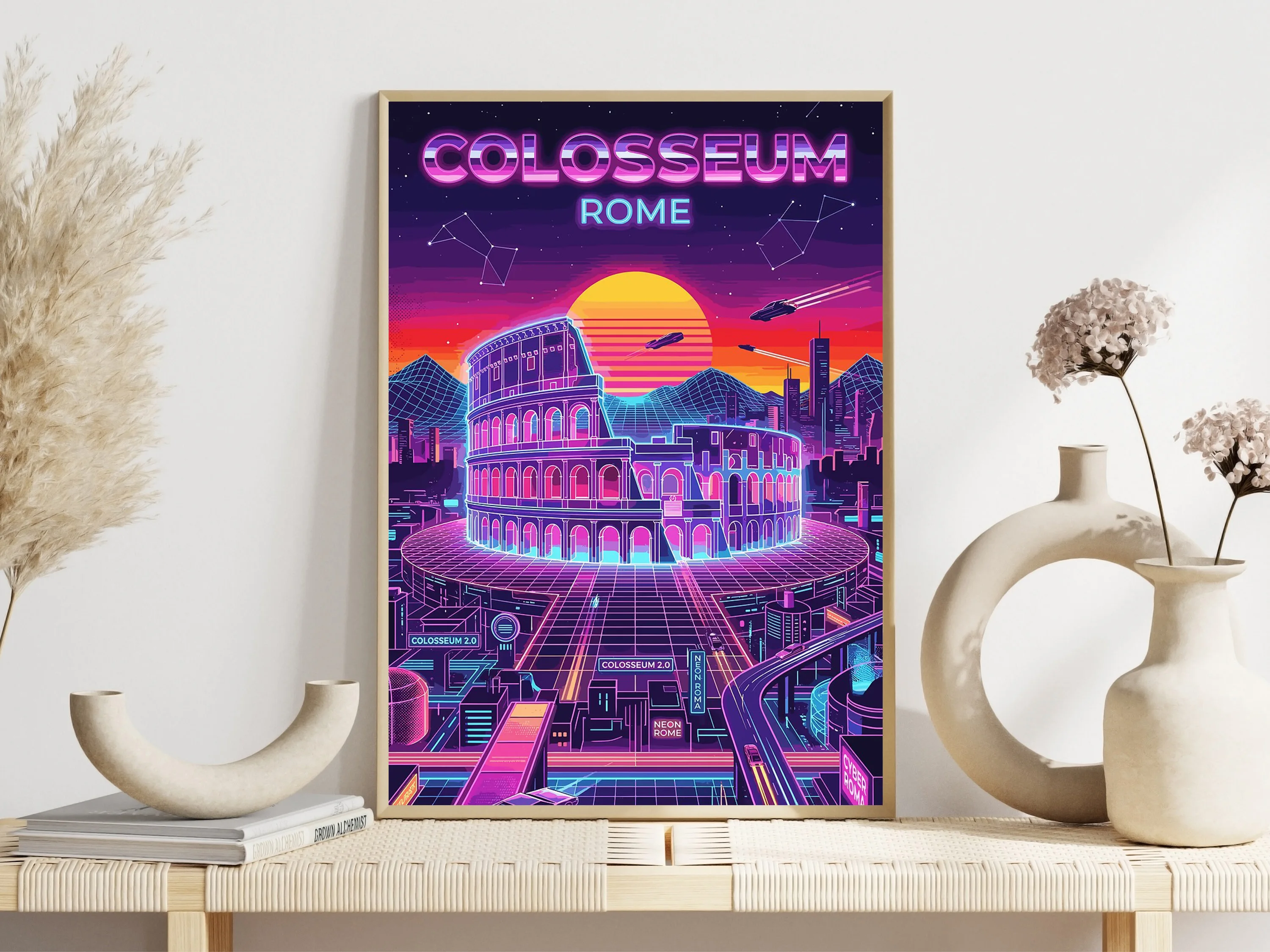 Retro Neon City Nightscape Pos - Home Decor Kuala Lumpur ulasan dan harga