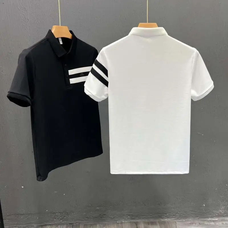 High-end printed men's POLO shirt business casual short-sleeved T summer trend Korean version half-sleeved T-shirt 2025 new