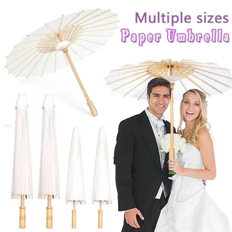 20-84CM White Paper Parasol Umbrella For Wedding Party DIY Decoratio Bamboo Umbrellas For Bridal Shower Centerpieces Photo Props