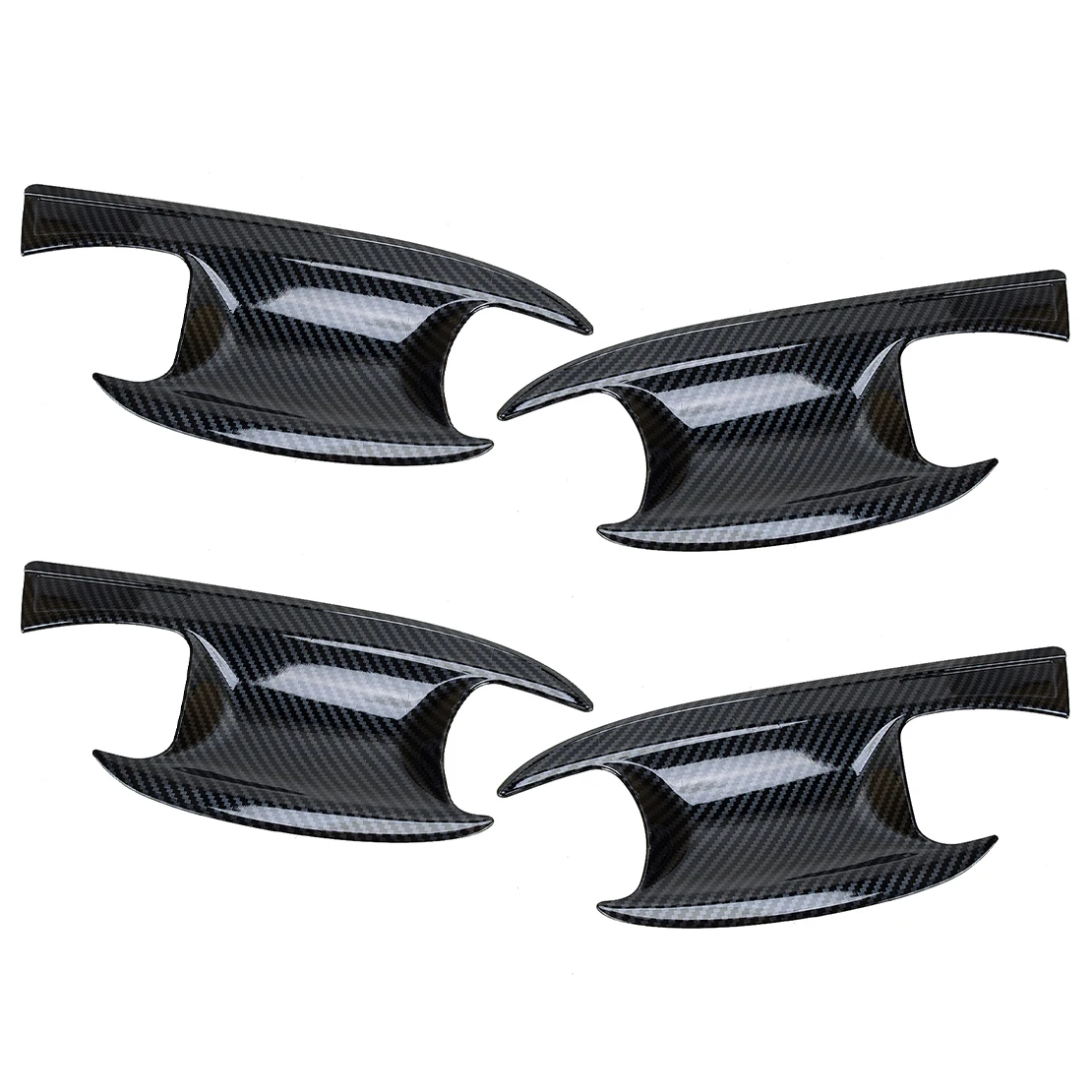 4Pcs/Set Outer Door Handle Trim Bowl Cover Decor Fit for Hyundai Palisade 2019 2020 2021 2022 Black Carbon Fiber Style ABS