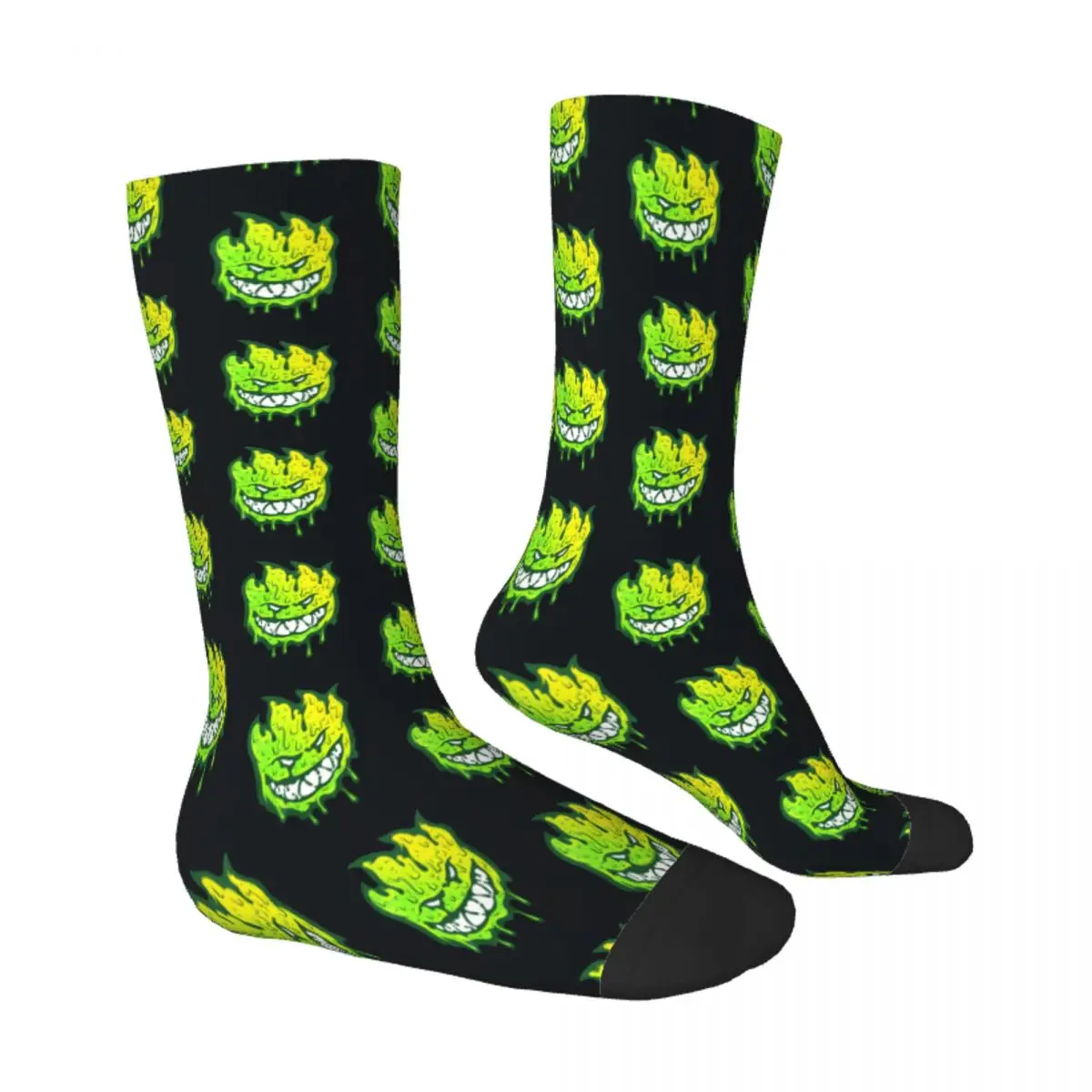 Funny Crazy Sock for Men Green Slime Fuuny Hip Hop Harajuku Spitfire Cool Skate Happy Pattern Printed Boys Crew Sock Casual Gift