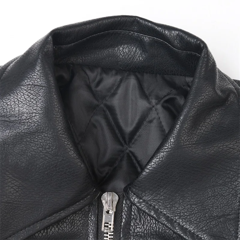 Locomotive Style Women PU Leather Jacket Unique Lapel With Zipper Cotton Padded Coat Cool Black Long Sleeve Tops Newest In Stock