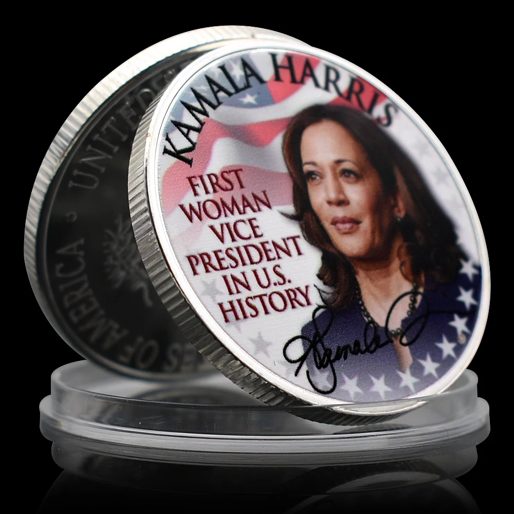 Kamala Harris Silver Plating Challenge Coin First Women Vice President in U.S. History Fans Collectibles Medal