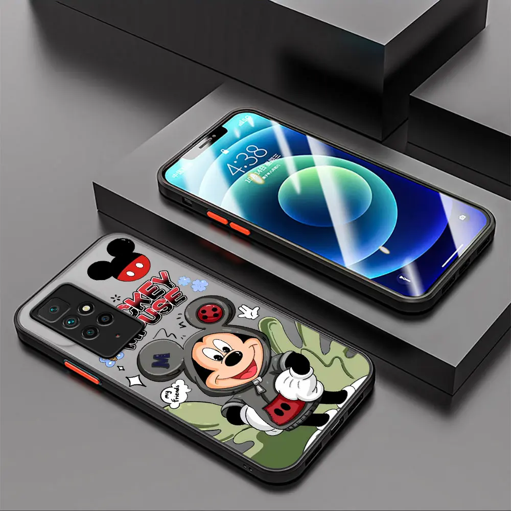 Disney Mickey Minnie Matte CaseสําหรับXiaomi Redmiหมายเหตุ 1110 Pro 12 9S 12C 8 10A 10C 7 8Tซิลิโคนฝาครอบโทรศัพท์สีดํา