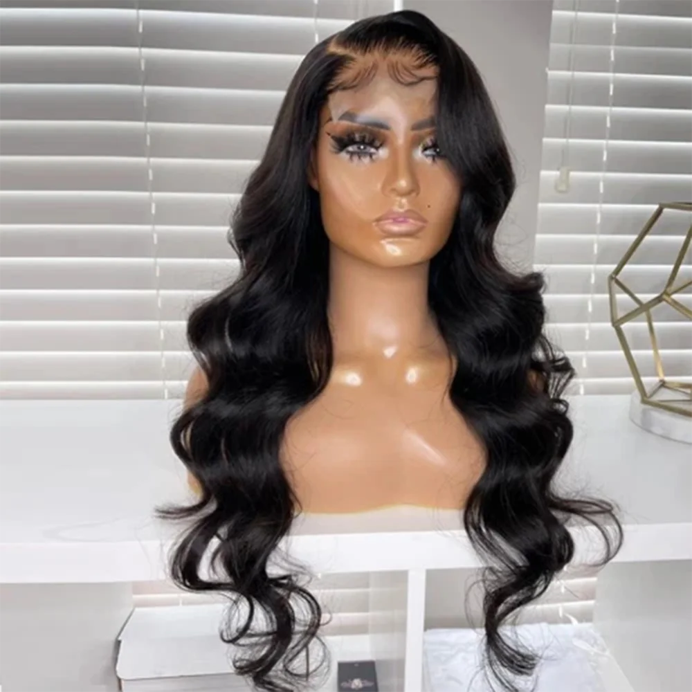 

42 дюйма 13x4 Объемная волна Прозрачные парики фронта шнурка Человеческие волосы Предварительно выщипанные 250 Плотность HD Парики фронтальной части шнурка Детские волосы для женщин