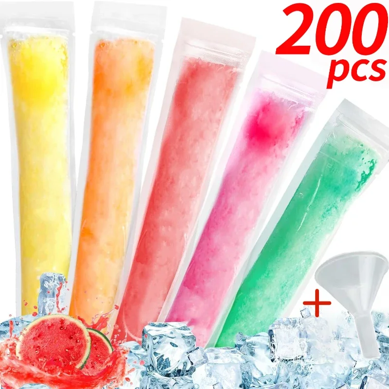 Disposable Transparent Ice Popsicle Bags DIY Ice Cream Pops Fruit Juice Smoothies Yogurt Mold Bag with Zipper Kids Ice Lolly Bag