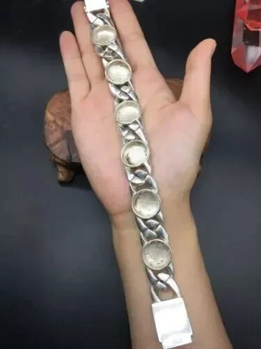 Asian old silver hand cast cool statue bracelet jewel gift