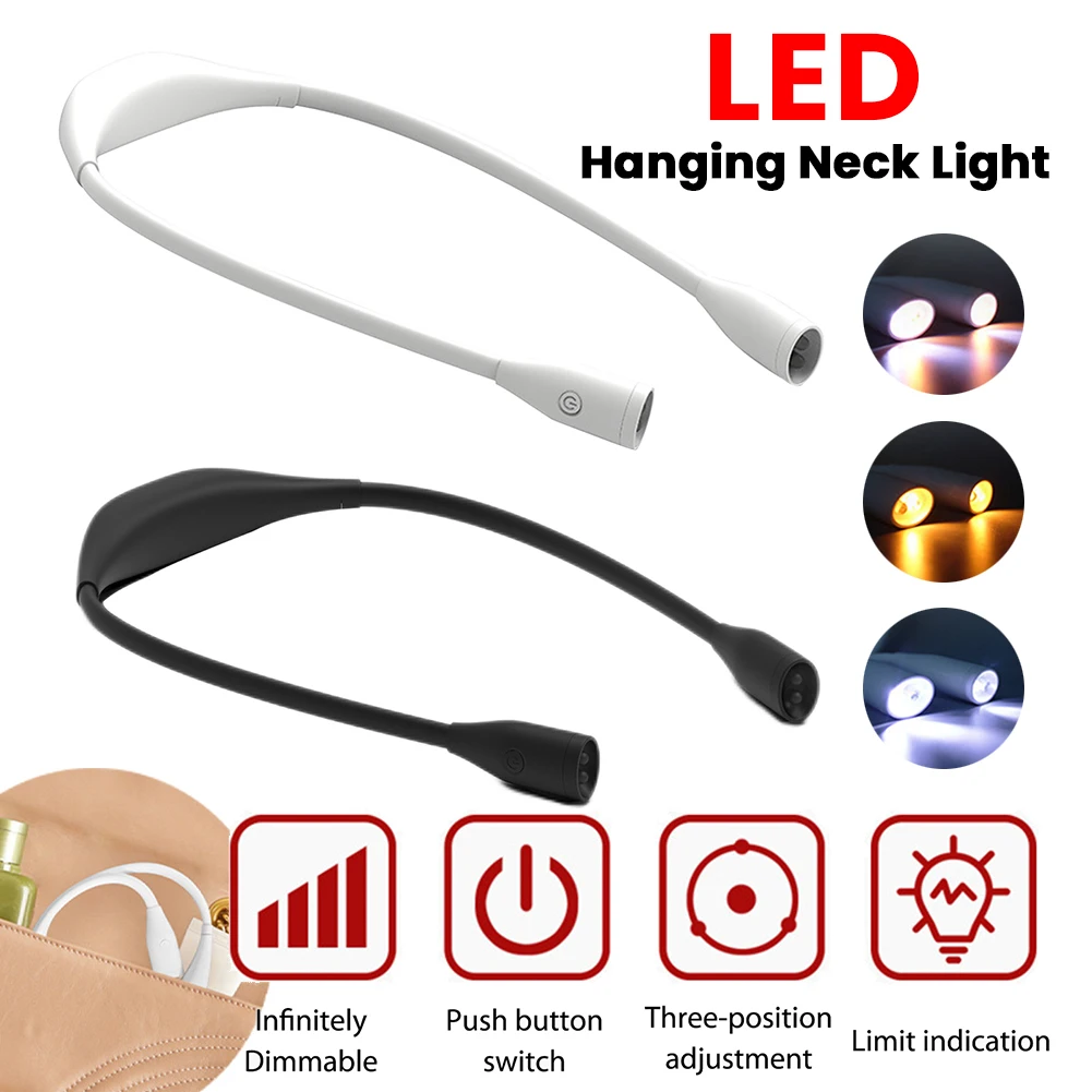 Hanging Neck Lights Tablelamp Stepless Dimming Eye Protection Lamp 360-degree Adjustment Sports Halterneck Light for Work