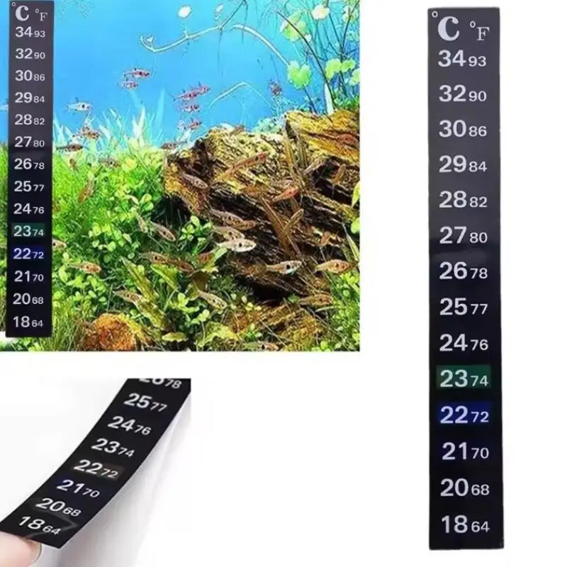 Digital Aquarium Fish Tank Stick On Dual Scale Celsius Fahrenheit Color Change Temperature Measurement Sticker Pet Accessory