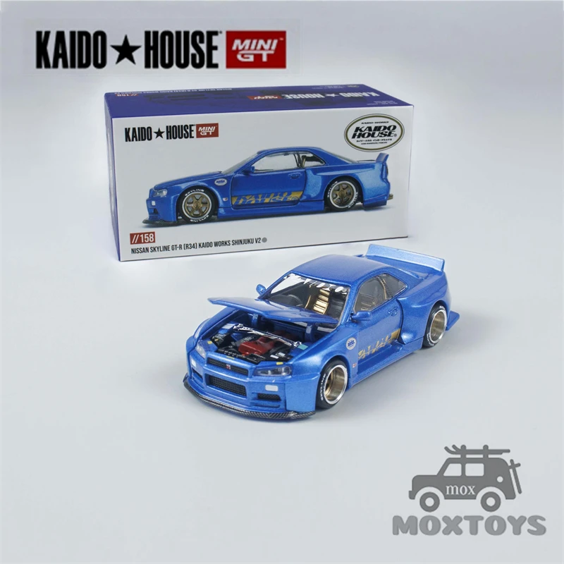 

Kaido House x MINI GT 1:64 Skyline GT-R (R34) Kaido Works (V2 Aero) SHINJUKU V2 Diecast Model Car
