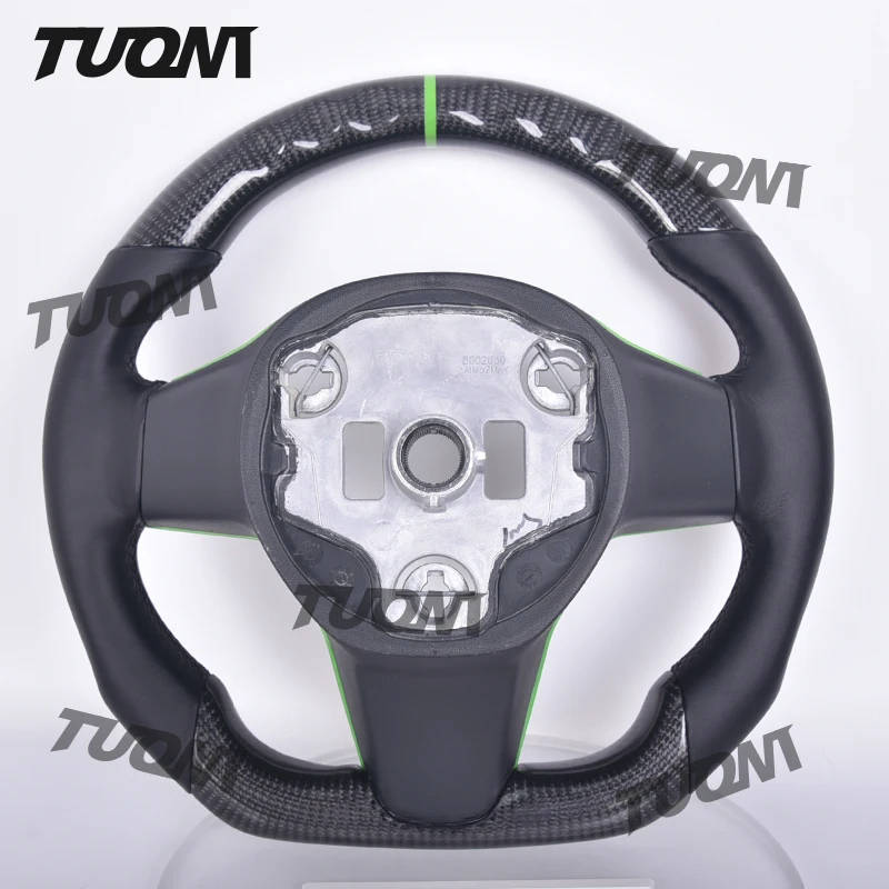 Upgrade Carbon Fiber Leather Steering Wheel Car Accessories For Telsa Model 3 X Y & S