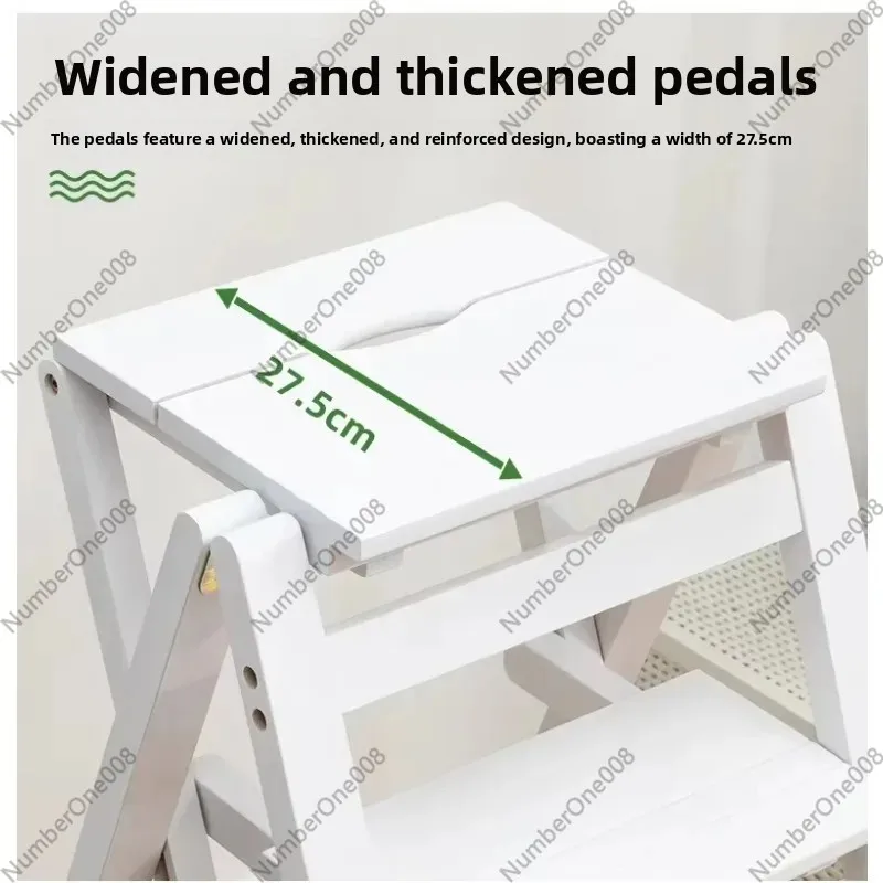 Wooden Folding Kitchen Step Stool Multifunctional Ladder Chair Climbing Stool Space Saving Heavy Duty