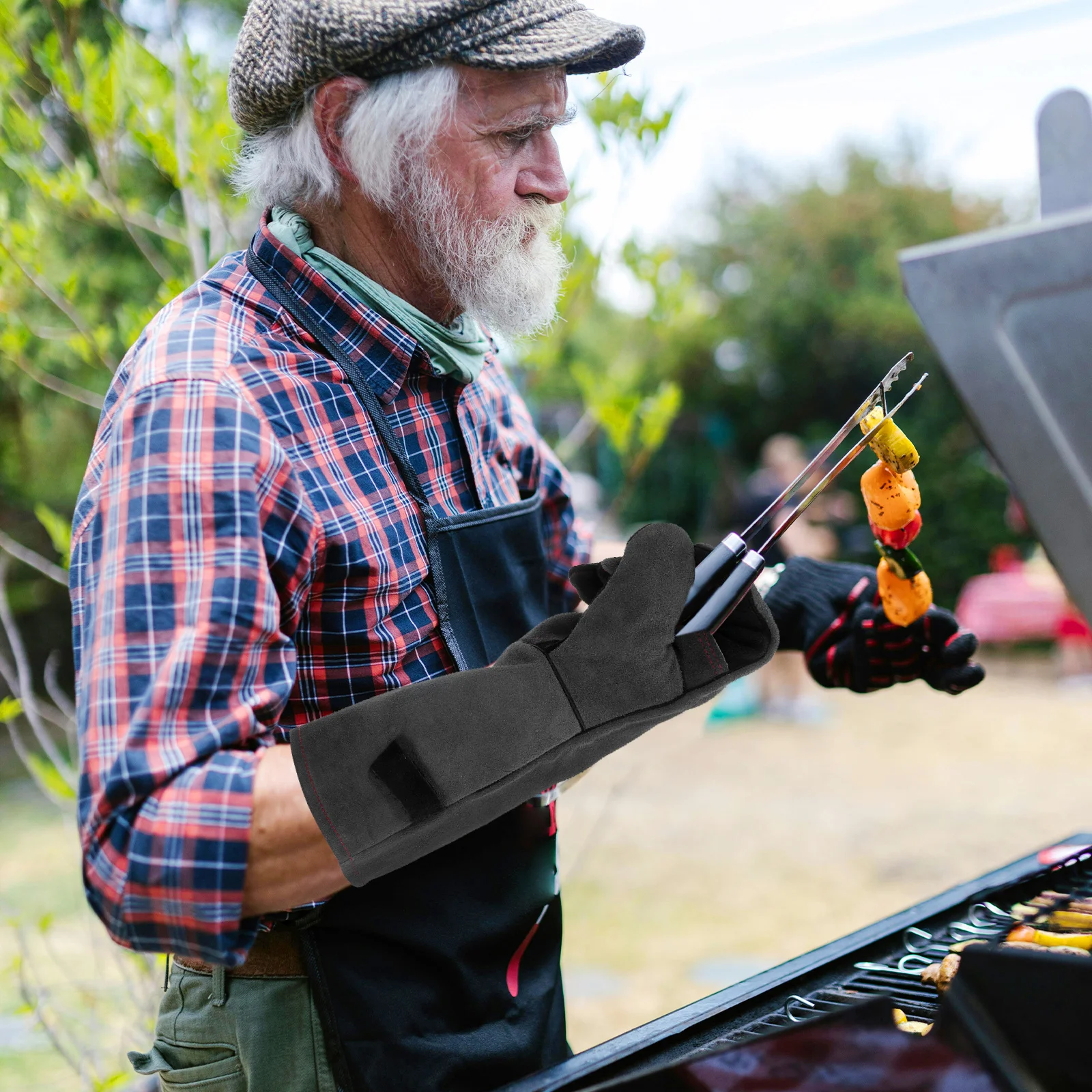 

1Pair Heat Resistant Gloves Heavy Duty Bbq Grilling Oven Cooking Fireplace Protection Fireplace Gloves