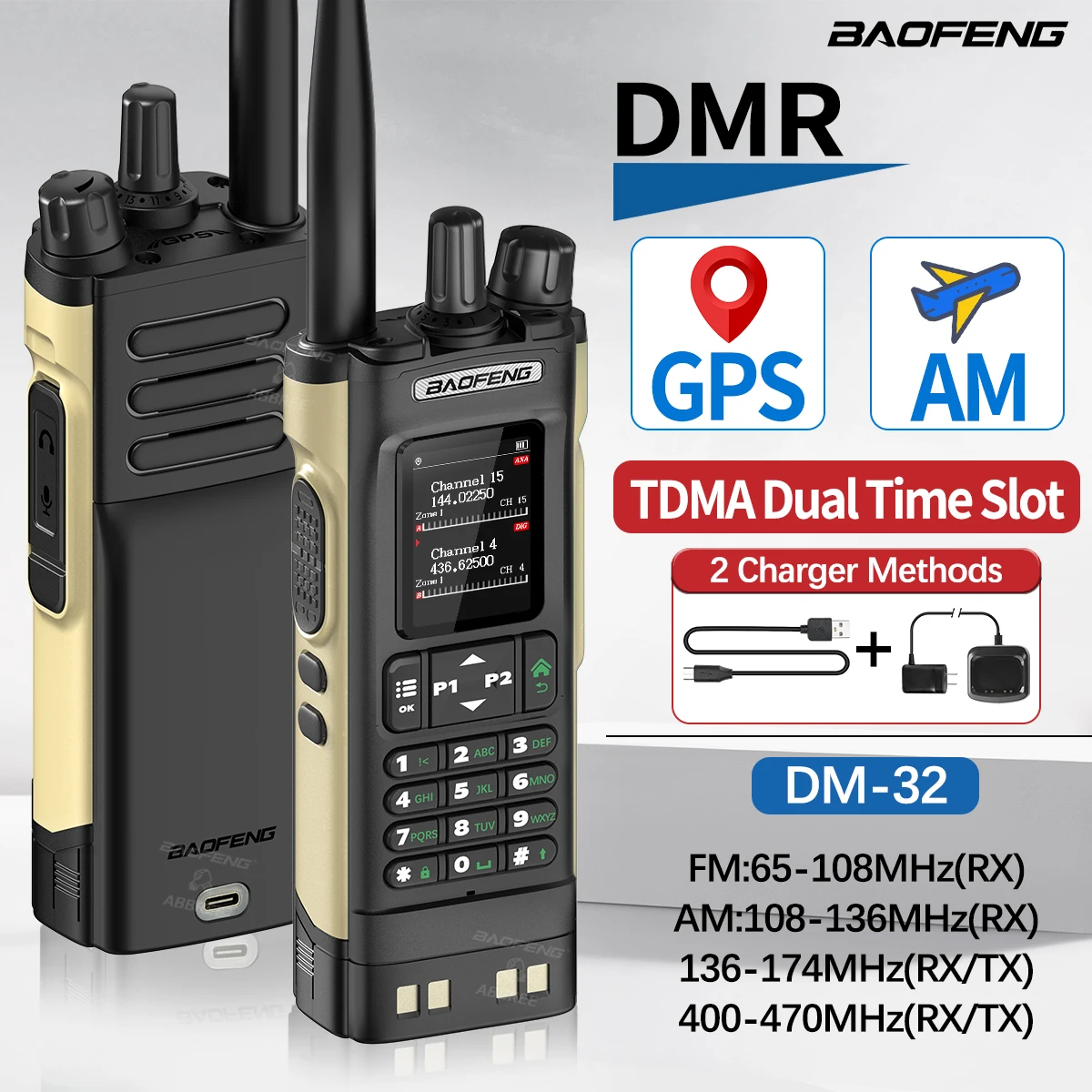 Baofeng DM-32 radio DMR portátil con GPS y APRS TDMA