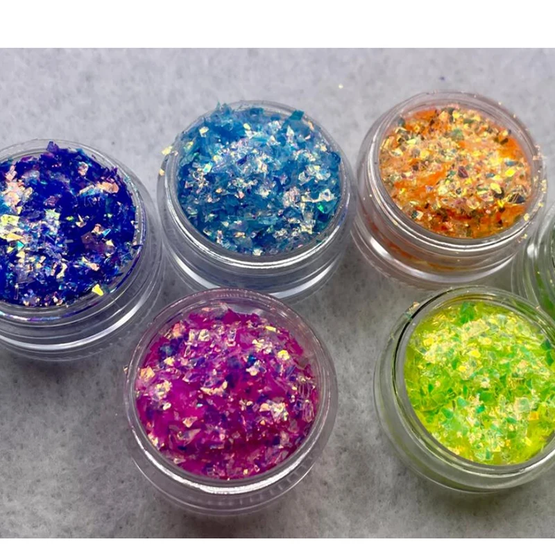 

5PCS Holographic Mixed Size Hexagon Shape Chunky Nail Glitter Multicolor Sequins Laser Sparkly Flakes Slices Nails Art Glitter #