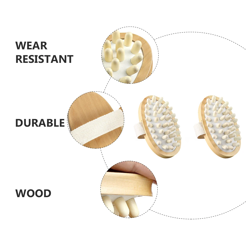 

2pcs Wooden Massage Brush Durable Hardwood Bath Back Scrubber Comfort Grip Body Relaxation Tool Stress Relief Gift For