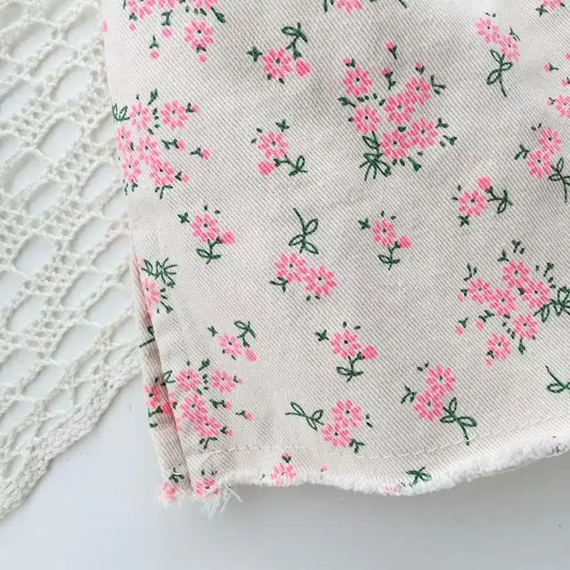 Rok Bunga Pink Modis untuk Anak Perempuan Rok Anak Gaya Korea Rok A-line Anak