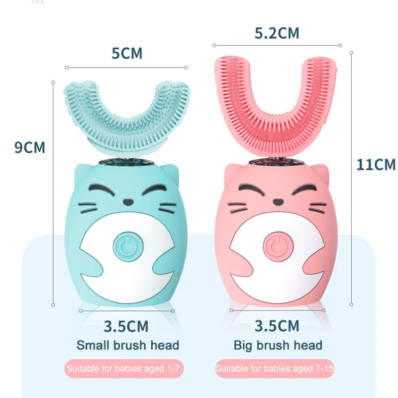 360 Degrees Electric Toothbrush Kids U-shaped Sonic Smart Ultrasonic Tooth Brush Teeth Whitening for Children IPX7 Waterproof