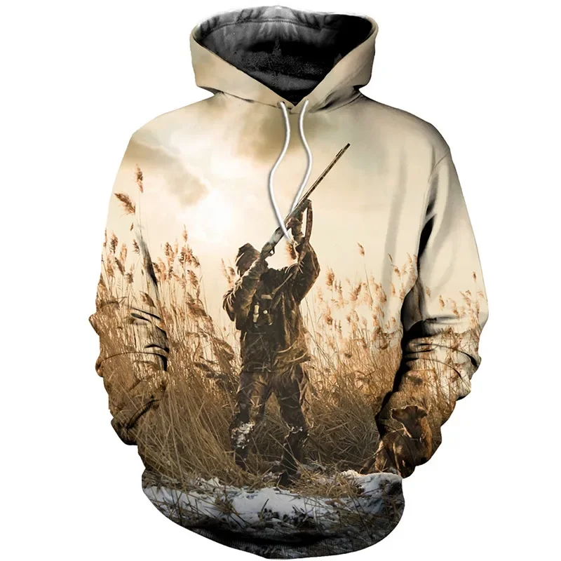 

3D printing hunting series fashion zipper Sweatshirt casual Street hip hop Hoodie---444