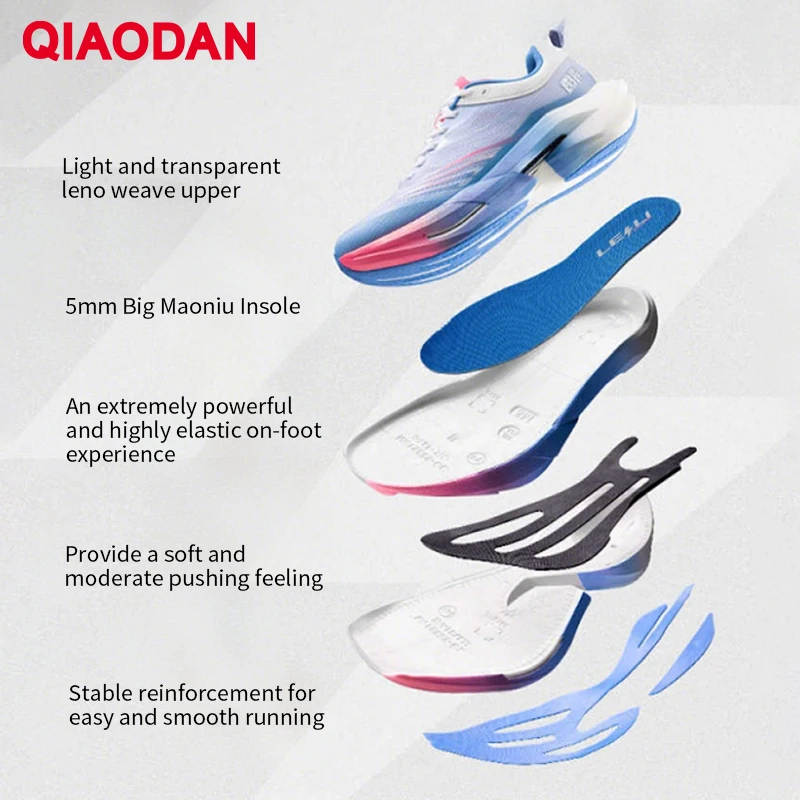 QIAODAN TG PLAID Men's 2025 Cushioning Running Shoes Carbon Board Training Shock Absorption Rebound Sneakers QDB023253295
