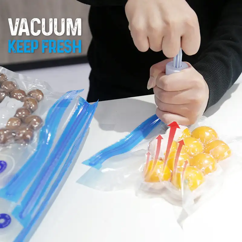 

15Pcs Kitchen Vacuum Food Storage Zipper Bags Set Reusable Vacuum Compression Bags Snacks Food Storage Bag Kitchen Tool