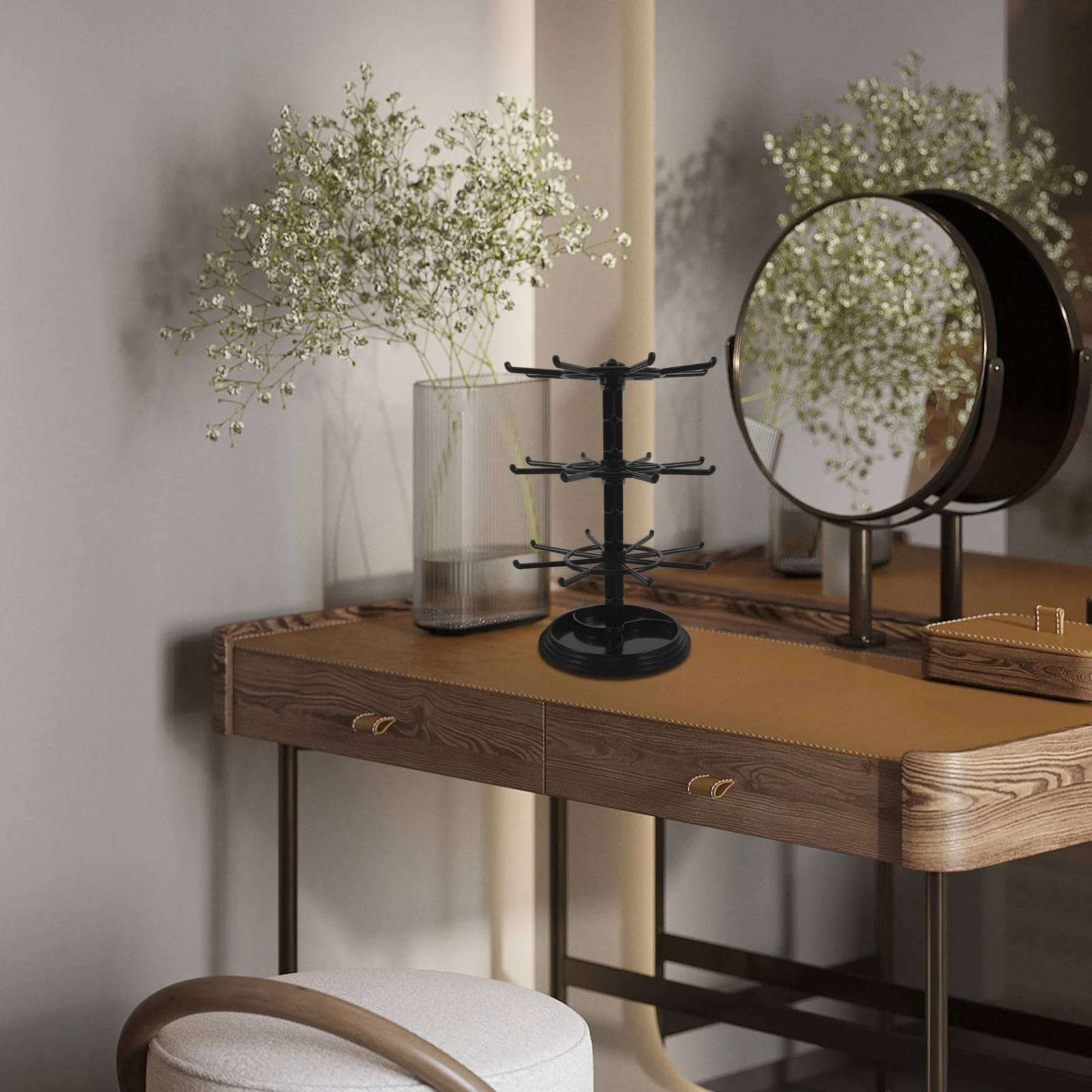 

Rotating Jewelry Display 3 Tier Necklace Holder Organizer Stand for Bracelets Necklaces Earrings Rings Watches Keychain Display