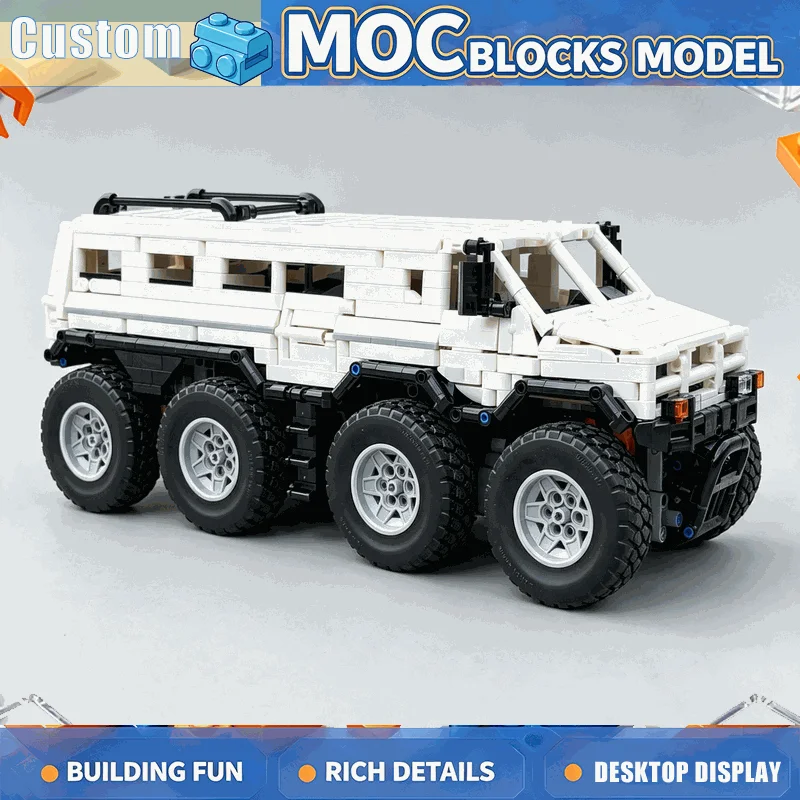 2435PCS White Eight Wheel Off Road Utility Vehicle Building Blocks Technical Model DIY Assembly Toy Home Display Festival Gift