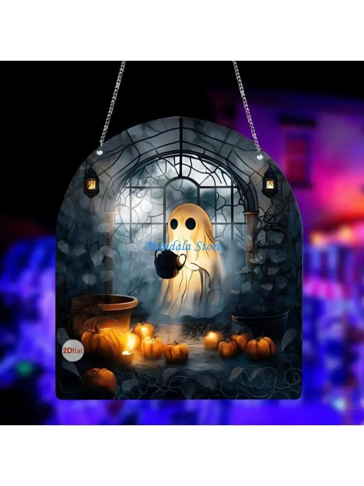 

U2JC Weatherproof Cats Witch Ghostly Hanging Ornament Halloween Party Decorations Accessories For Window Door