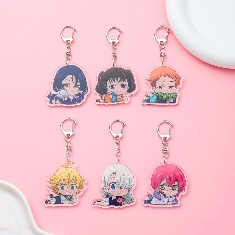 Anime The Seven Deadly Sins Acrylic keychain accessaries Cartoon funny Bag Pendant Gift cute charm Keyring Friends Fans Gifts