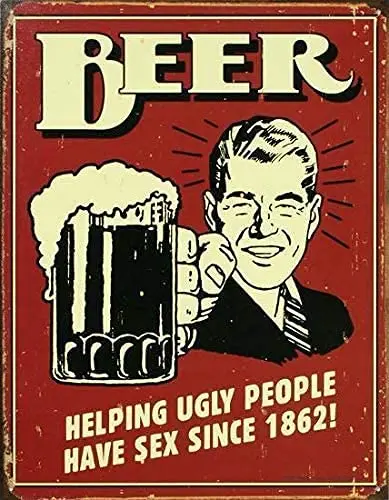 Retro Decor Beer Helping Ugly People Have Since 1862! 6x8 in Tin Sign Home Decor Home Art Metal Signs Wall Art Wall Decor Po