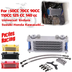 Motorcycle Oil Radiator Kit Horizontal Engine Oil Cooler ATV Dirt Pit Bike for Suzuki Honda Kawasaki 50cc 125cc Enduro Universal