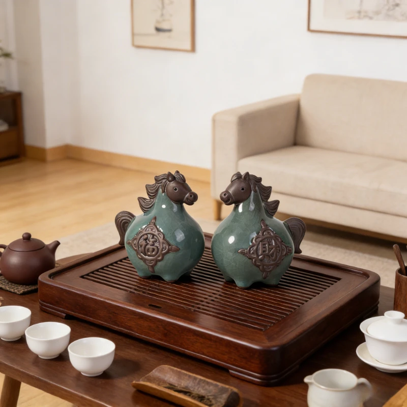 

Creative Ceramic Tea Pets Zodiac Horse Ornament High Grade Raisable Table Decoration Tea Play Accessories Decorative Ornaments