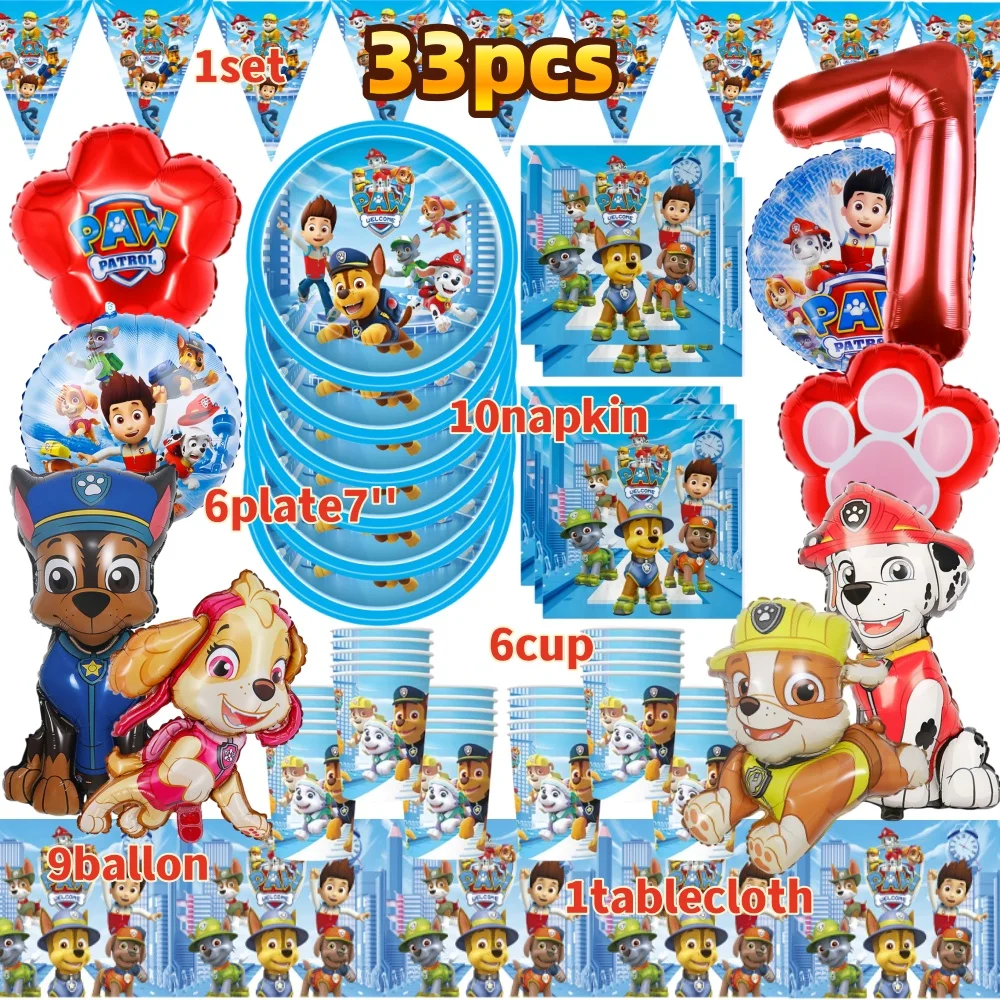 Artículos de Fiesta de Cumpleaños de Paw Patrol, Platos, Vasos, Servilletas, Mantel, Vajilla, Globos, Decoración de Fiesta, Globo de Helio, Regalo
