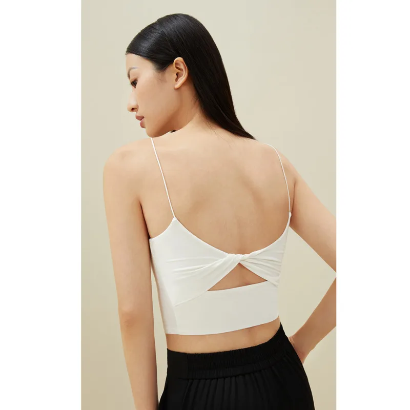 Women Back Twist Camisole,Summer Modal Silk Tank Top Bra, Comfortable, Breathable,Silk Underwear