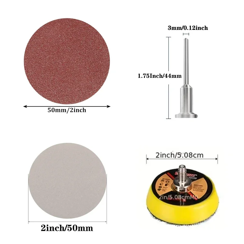 

2-дюймовая наждачная бумага на липучке, 102 шт. в ассортименте, зернистость 100-3000 с шлифовальной пластиной для полировки и шлифования металла, камня, автомобиля
