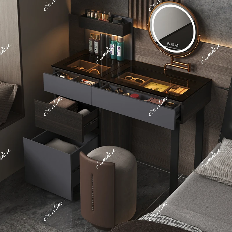 Italian minimalist light luxury bedroom solid wood dressing table desk dual-purpose  FT