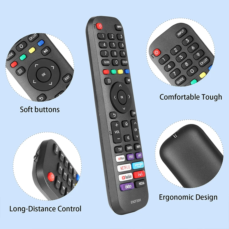 EN2F30H Remote Control Compatible With Hisense Smart TV 43S4 50S5 58S5 70S5 75A7100 50H6G 55H6G 65H6G 32A4BG 32A4CG 32A4DG