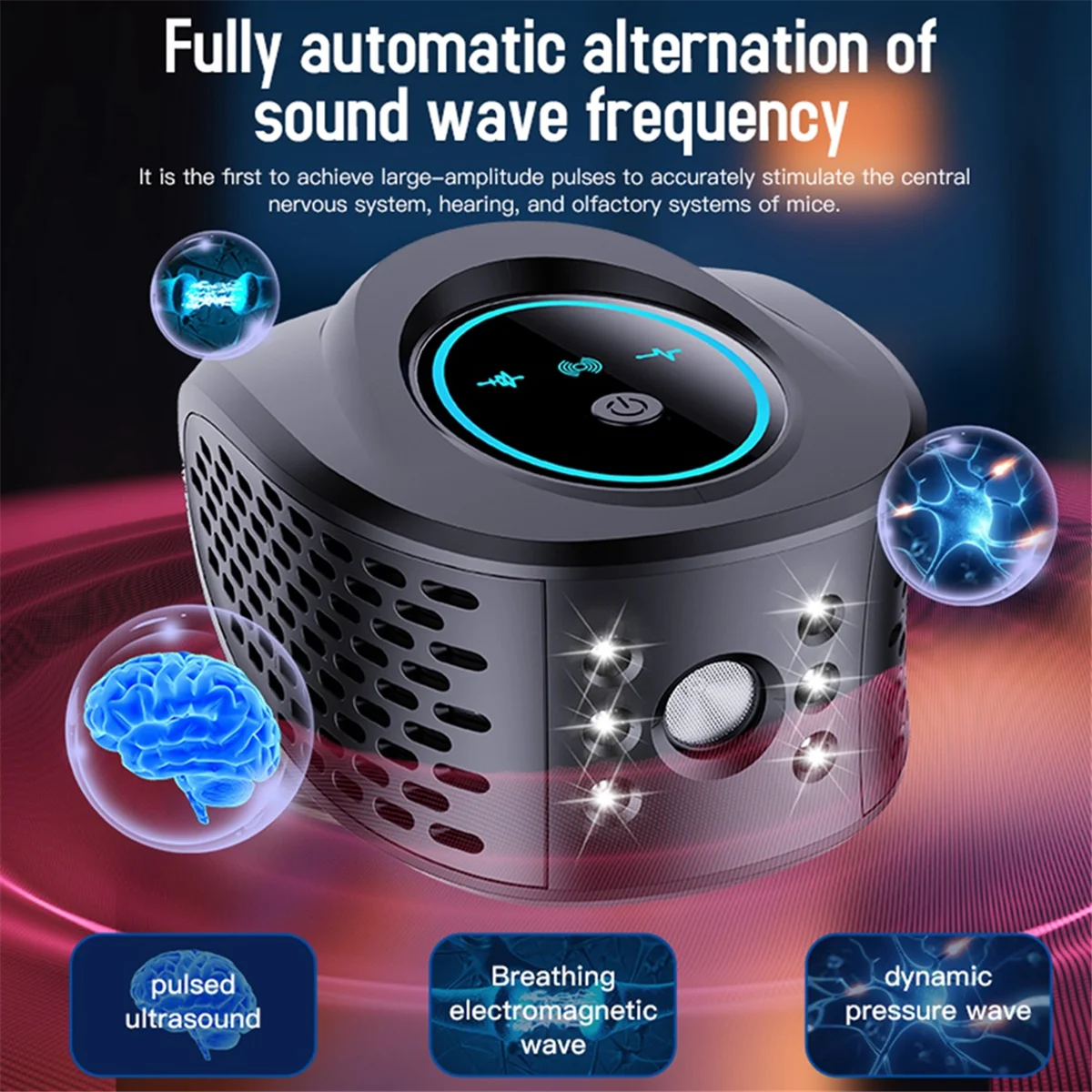 High Power Repeller 360° Ultrasonic Insect Repeller with 6 Strobe Lights Pir Effectively Repels Rodents with US Plug B