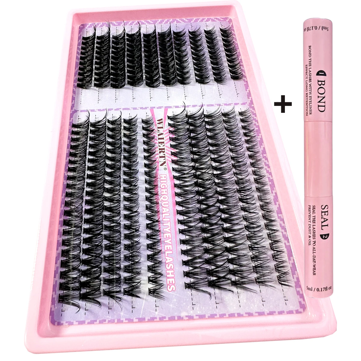 300 pcs eyelash Cluster Lashes +Glue Kit Fluffy Individual Lashes Volume Mixed Tray Faux Mink Lashes Eyelash Extension Makeup