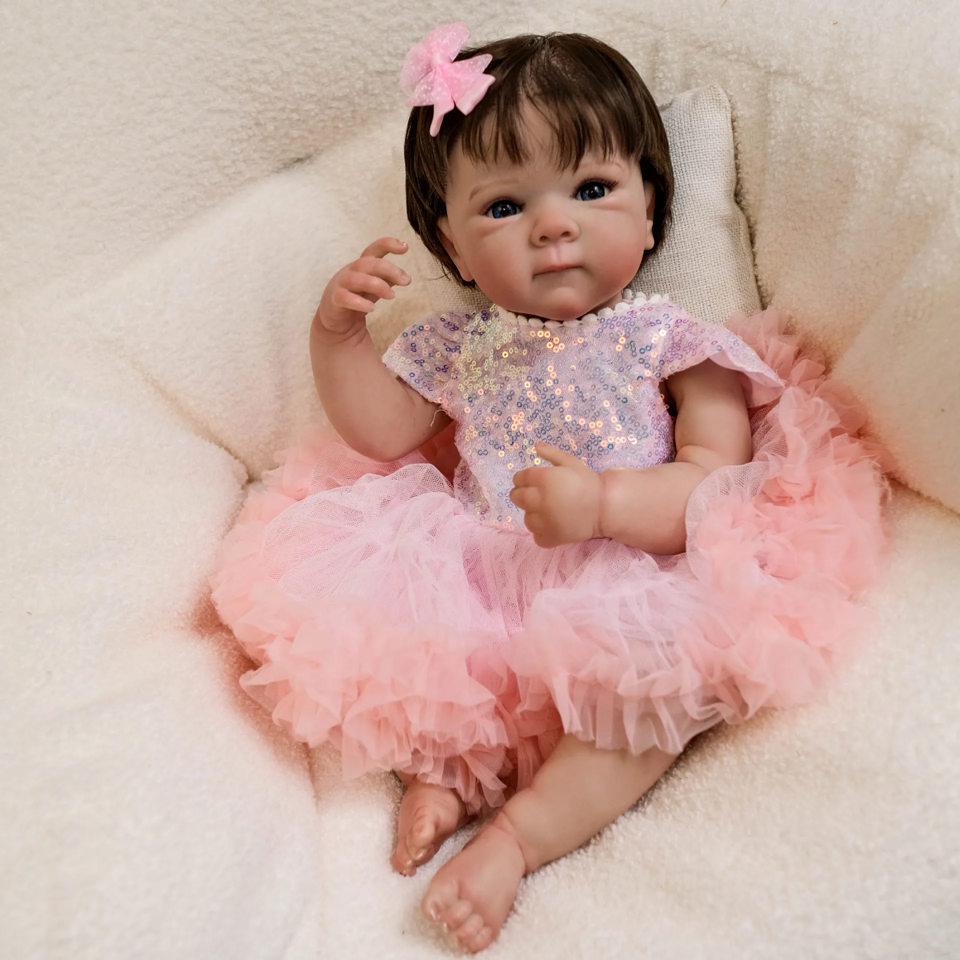 full silicone body reborn lifelike baby Cuddly Boneca Renascida Handmade Realistic Reborn Baby Girl Crianças Menina Brinquedo