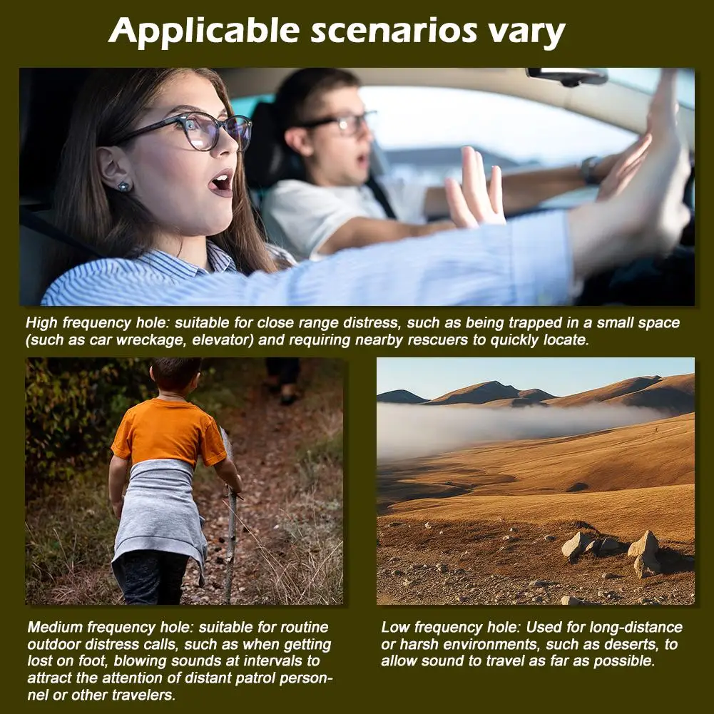عالية ديسيبل 3-تردد صافرة في الهواء الطلق صفارة إنقاذ الطوارئ للتخييم، المشي لمسافات طويلة، الصيد، صفارة إنقاذ