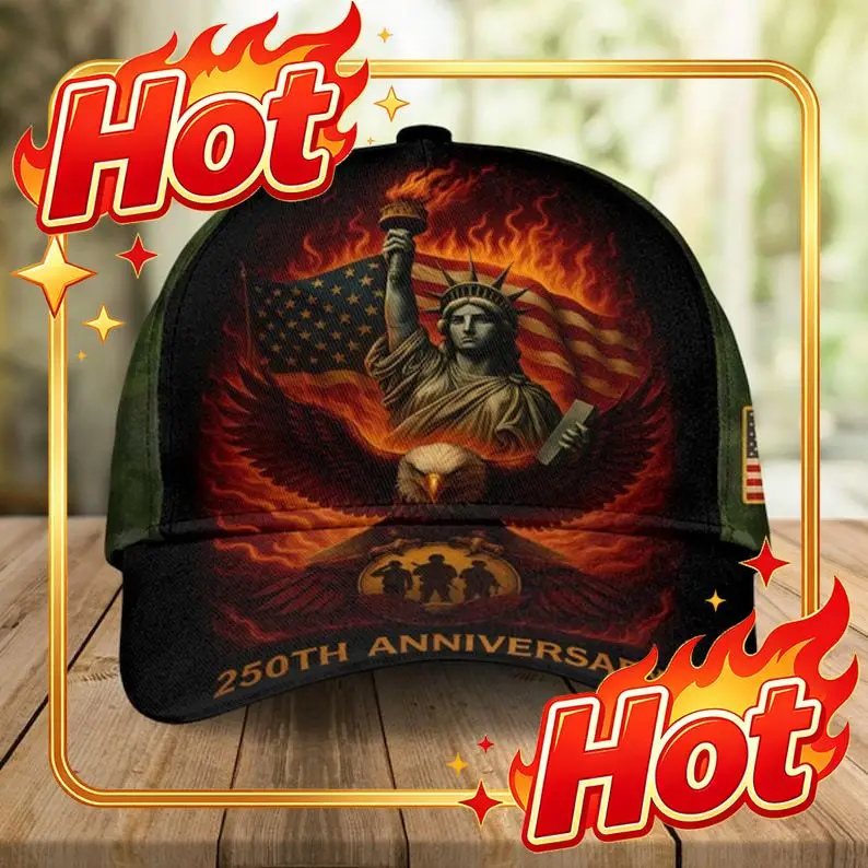 Custom Hat America 250th Anniversary Hat, Statue Of Liberty Patriotic Cap, 1776-2026 USA Freedom Fire Hat, United States Semiqui