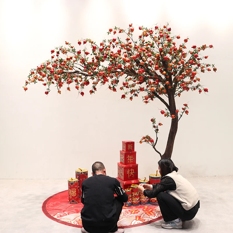 Simulation Pomegranate Fruit over 10 Styles Pastoral Style Floor Fruit Decorative Tree