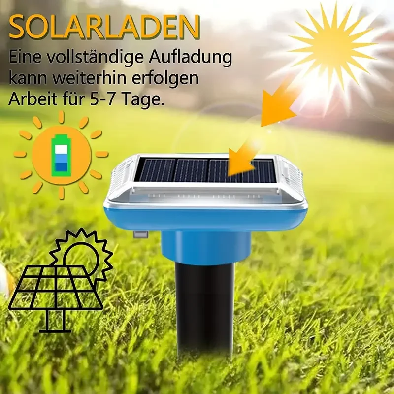 The outdoor buzzer and vibration repeller effectively repels moles and snakes, and is suitable for outdoor use.