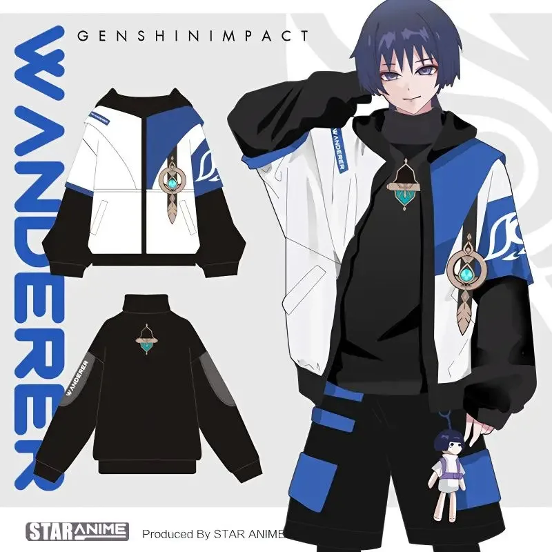 

qq45Anime Game Cyno Tighnari Wanderer Cosplay Cool Tops Coat Harajuku Casual Wear Hoodie Sweatshirt Jacket Doujin Costume